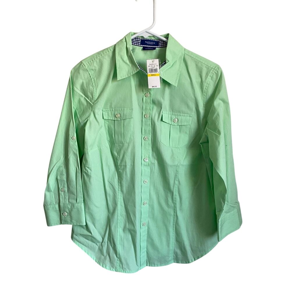Van Heusen Green Button Up Blouse- NWT